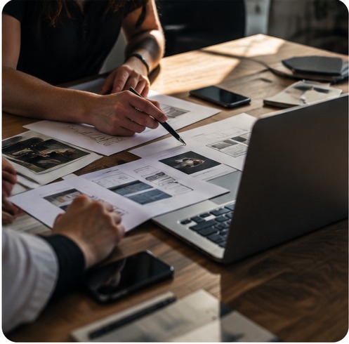 Processo de design de um website numa mesa de trabalho